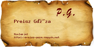 Preisz Géza névjegykártya